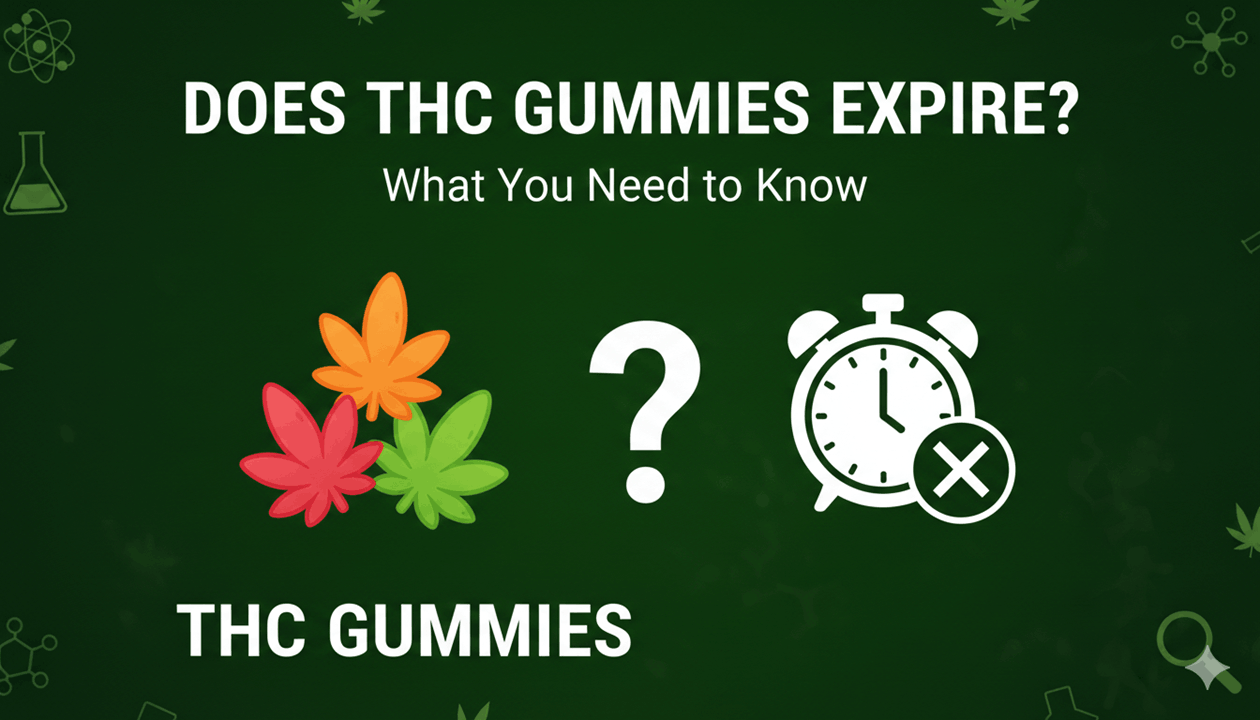 THC Gummies on white floor.