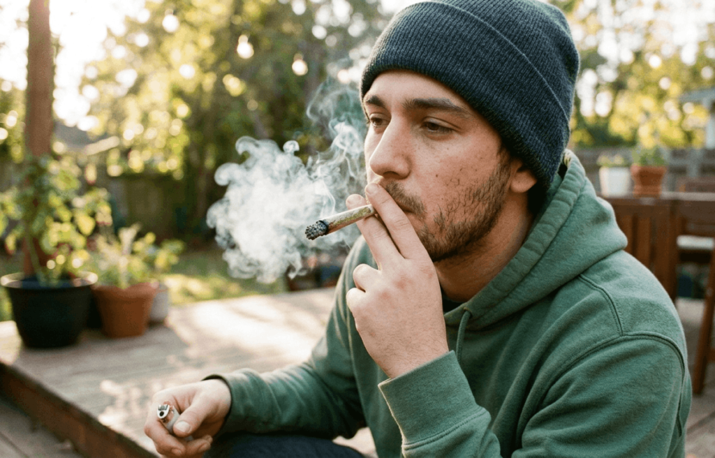 Cannabis Joint Being Smoked.