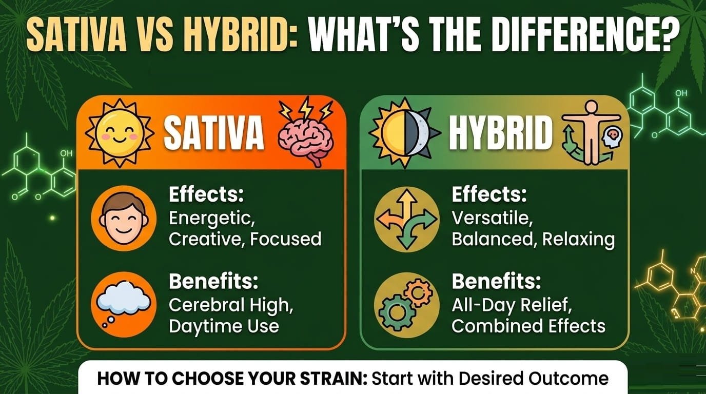 Difference Between Sativa and Hybrid: Effects, Benefits, and How to Choose