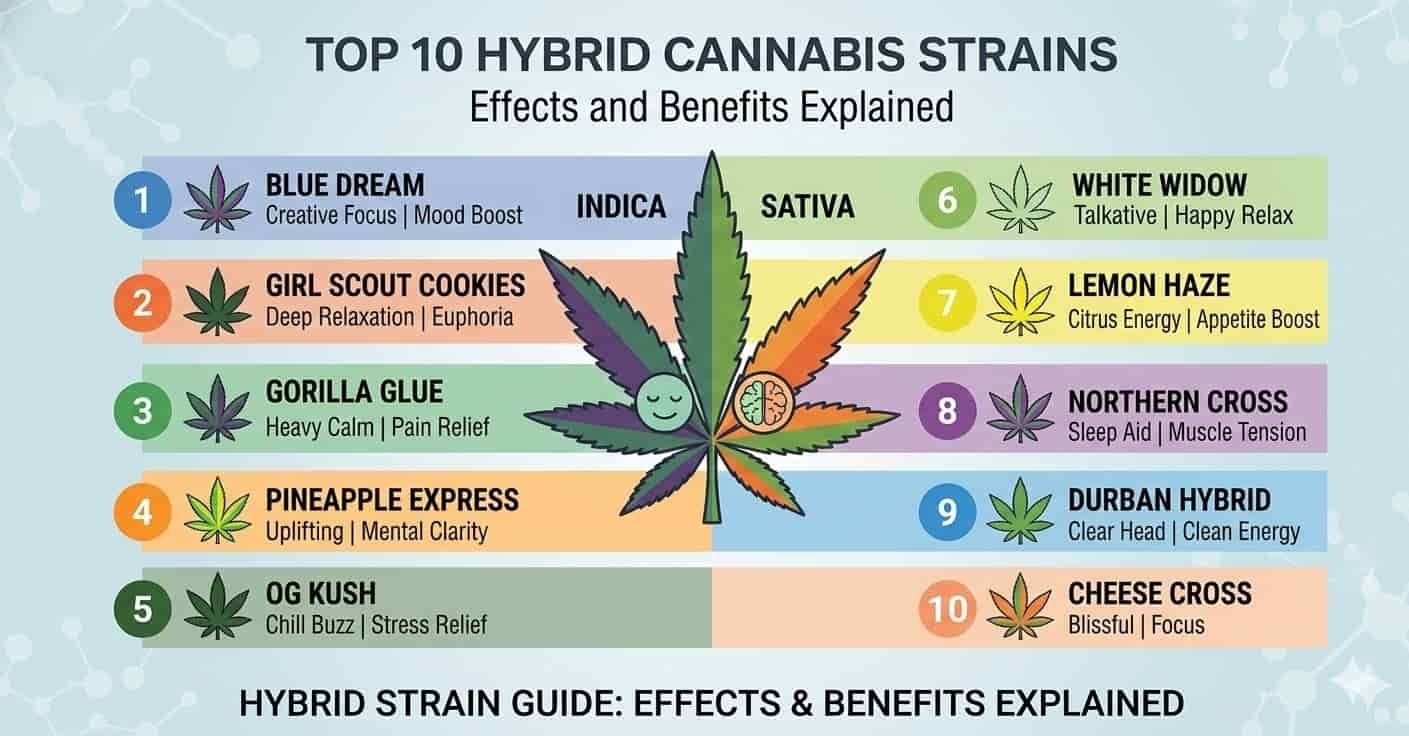 Top 10 Hybrid Cannabis Strains: Effects, Benefits & Best Hybrid Weed