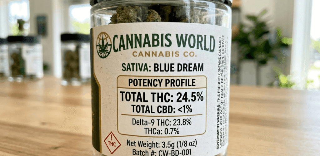 cannabis THC percentage label