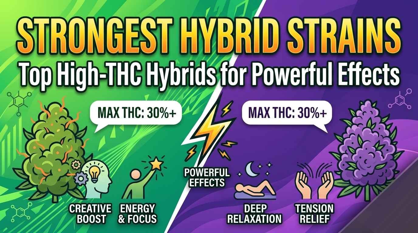 Strongest Hybrid Strains: Top High-THC Hybrids for Powerful Effects