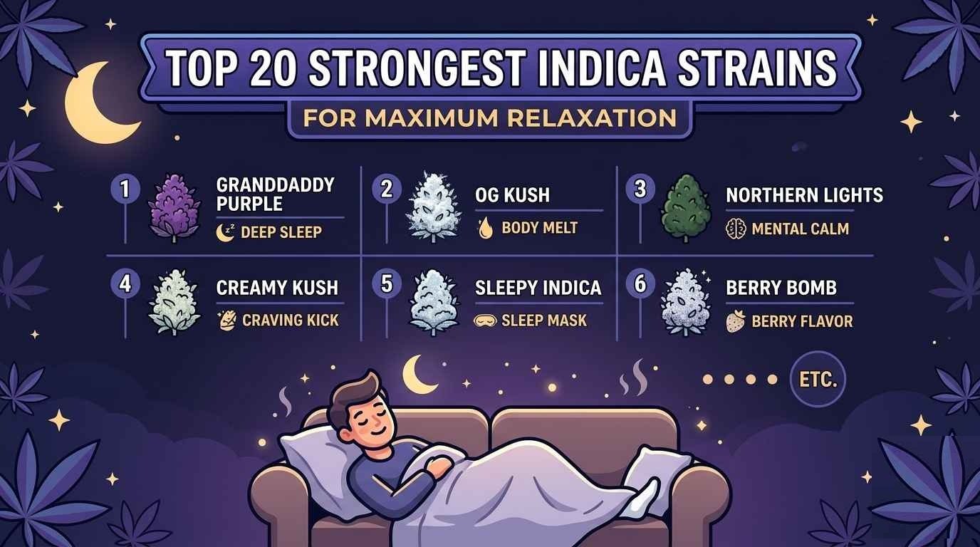 Top 20 Strongest Indica Strains for Maximum Relaxation